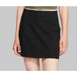 Wild Fable A-Line Denim Jean Mini Skirt Black Cotton Stretch Back Zip Sz 10